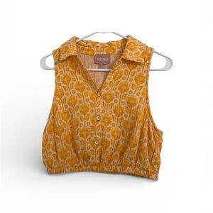 Show me your Mumu yellow floral crop top Camden collared top